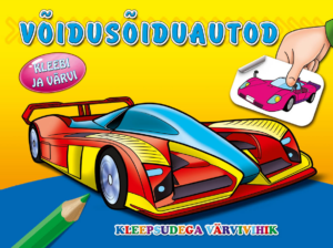 Võidusõiduautod. Kleebi ja värvi